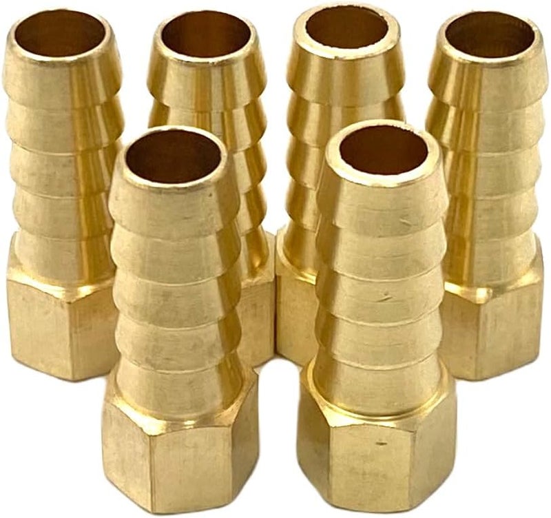 Bumugufu 6 Pcs Brass Barbed Fittings, 1/8" NPT Female x 3/8" Hose ID Barb Fitting Adapter Connectors for Compressor, Fuel, Oil, Gas - Image 1